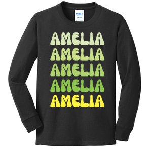 Amelia Personal Name Cute Gift Kids Long Sleeve Shirt