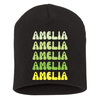 Amelia Personal Name Cute Gift Short Acrylic Beanie