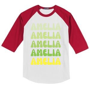 Amelia Personal Name Cute Gift Kids Colorblock Raglan Jersey