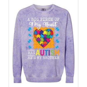 A Piece Of My Heart Has Autism My Brother Gift Colorblast Crewneck Sweatshirt