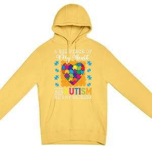 A Piece Of My Heart Has Autism My Brother Gift Premium Pullover Hoodie