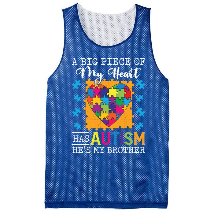 A Piece Of My Heart Has Autism My Brother Gift Mesh Reversible Basketball Jersey Tank