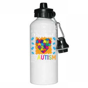 A Piece Of My Heart Has Autism My Brother Gift Aluminum Water Bottle