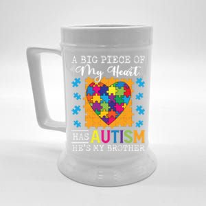 A Piece Of My Heart Has Autism My Brother Gift Beer Stein