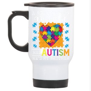 A Piece Of My Heart Has Autism My Brother Gift Stainless Steel Travel Mug