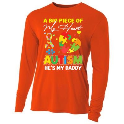 A Piece Of My Heart Has Autism My Daddy Gift Cooling Performance Long Sleeve Crew