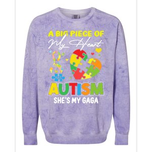 A Piece Of My Heart Has Autism My Gaga Great Gift Colorblast Crewneck Sweatshirt