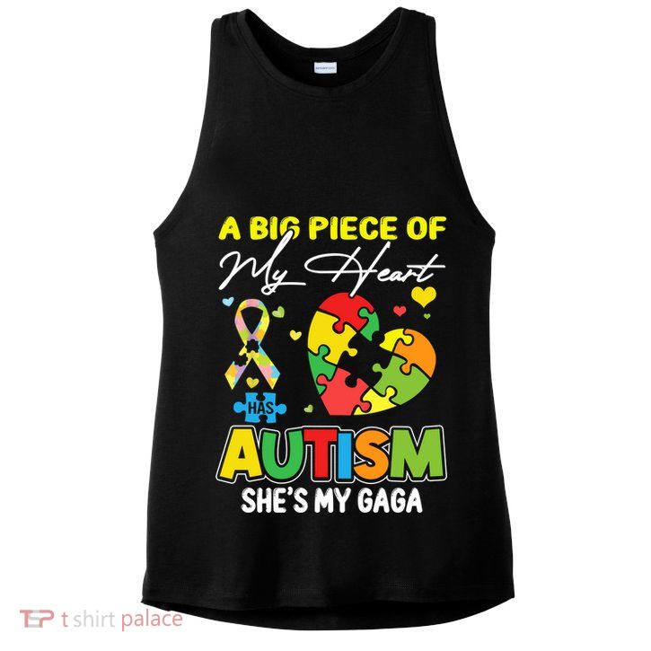 A Piece Of My Heart Has Autism My Gaga Great Gift Ladies PosiCharge Tri-Blend Wicking Tank
