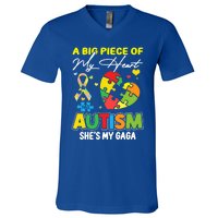 A Piece Of My Heart Has Autism My Gaga Great Gift V-Neck T-Shirt