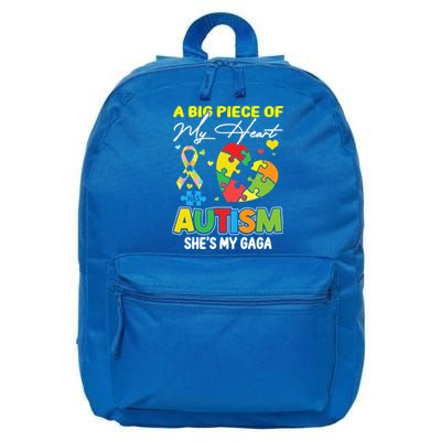 A Piece Of My Heart Has Autism My Gaga Great Gift 16 in Basic Backpack