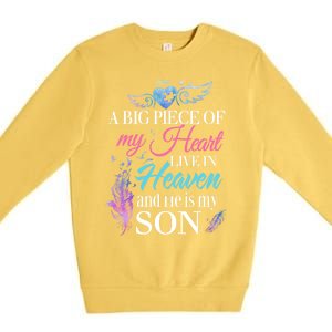 A Piece Of My Heart In Heaven And He Is My Son Gift Premium Crewneck Sweatshirt