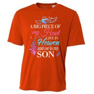 A Piece Of My Heart In Heaven And He Is My Son Gift Cooling Performance Crew T-Shirt