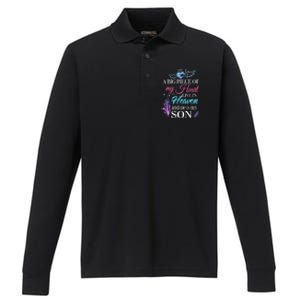 A Piece Of My Heart In Heaven And He Is My Son Gift Performance Long Sleeve Polo