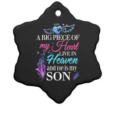 A Piece Of My Heart In Heaven And He Is My Son Gift Ceramic Star Ornament