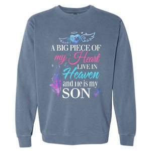 A Piece Of My Heart In Heaven And He Is My Son Gift Garment-Dyed Sweatshirt