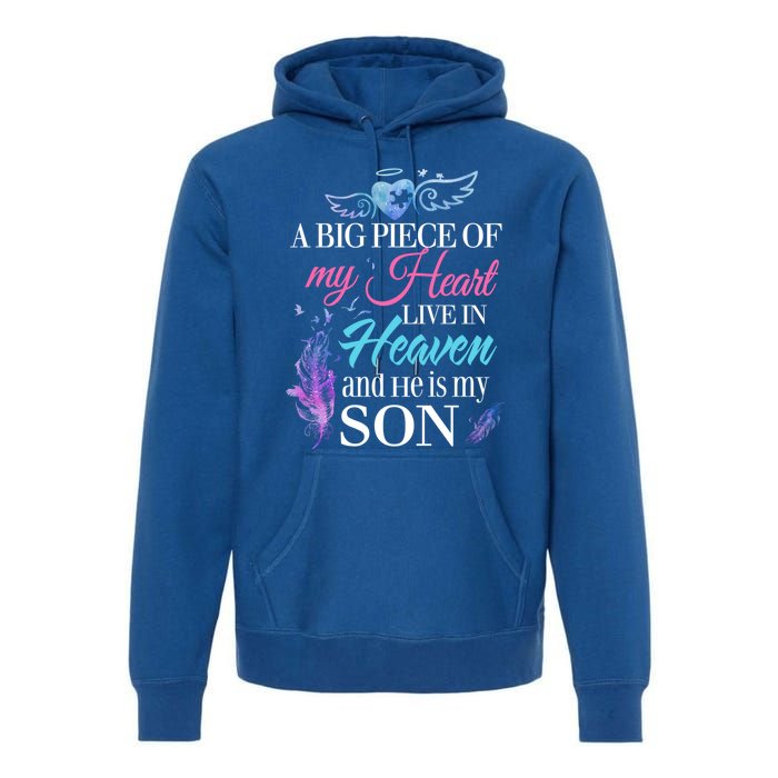 A Piece Of My Heart In Heaven And He Is My Son Gift Premium Hoodie