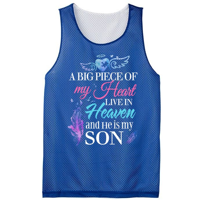 A Piece Of My Heart In Heaven And He Is My Son Gift Mesh Reversible Basketball Jersey Tank