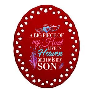 A Piece Of My Heart In Heaven And He Is My Son Gift Ceramic Oval Ornament