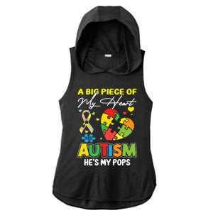 A Piece Of My Heart Has Autism My Pops Cool Gift Ladies PosiCharge Tri-Blend Wicking Draft Hoodie Tank