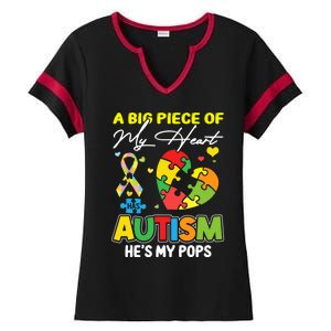 A Piece Of My Heart Has Autism My Pops Cool Gift Ladies Halftime Notch Neck Tee