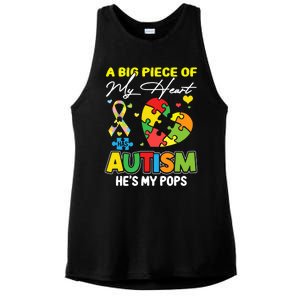 A Piece Of My Heart Has Autism My Pops Cool Gift Ladies PosiCharge Tri-Blend Wicking Tank