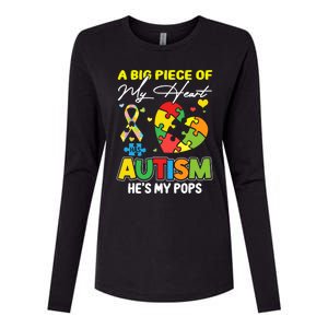 A Piece Of My Heart Has Autism My Pops Cool Gift Womens Cotton Relaxed Long Sleeve T-Shirt