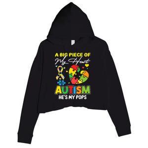 A Piece Of My Heart Has Autism My Pops Cool Gift Crop Fleece Hoodie