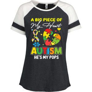 A Piece Of My Heart Has Autism My Pops Cool Gift Enza Ladies Jersey Colorblock Tee