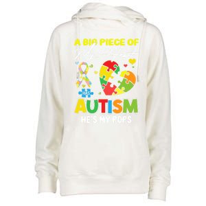 A Piece Of My Heart Has Autism My Pops Cool Gift Womens Funnel Neck Pullover Hood