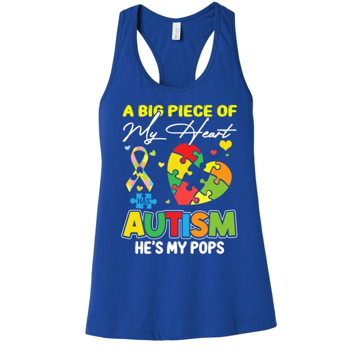 A Piece Of My Heart Has Autism My Pops Cool Gift Women's Racerback Tank