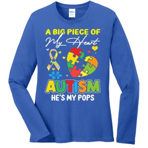 A Piece Of My Heart Has Autism My Pops Cool Gift Ladies Long Sleeve Shirt