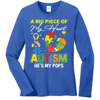 A Piece Of My Heart Has Autism My Pops Cool Gift Ladies Long Sleeve Shirt