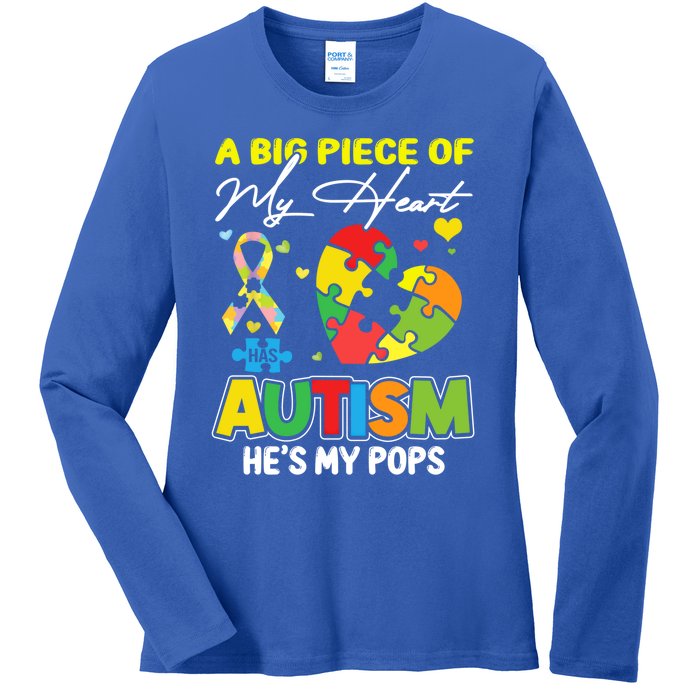 A Piece Of My Heart Has Autism My Pops Cool Gift Ladies Long Sleeve Shirt