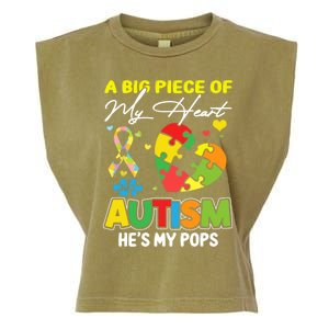 A Piece Of My Heart Has Autism My Pops Cool Gift Garment-Dyed Women's Muscle Tee