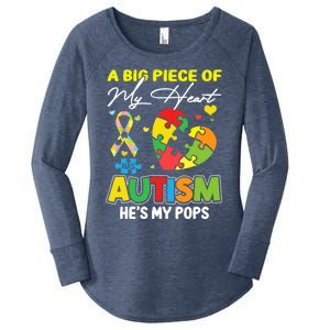 A Piece Of My Heart Has Autism My Pops Cool Gift Women's Perfect Tri Tunic Long Sleeve Shirt