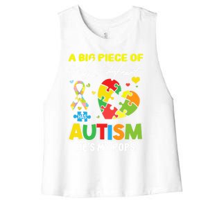 A Piece Of My Heart Has Autism My Pops Cool Gift Women's Racerback Cropped Tank