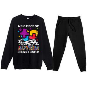 A Piece Of My Heart Has Autism My Sister Great Gift Premium Crewneck Sweatsuit Set