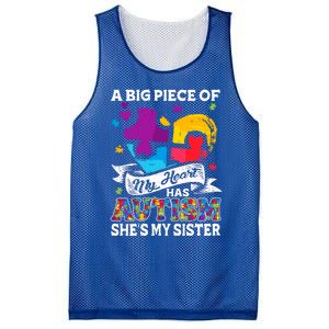 A Piece Of My Heart Has Autism My Sister Great Gift Mesh Reversible Basketball Jersey Tank