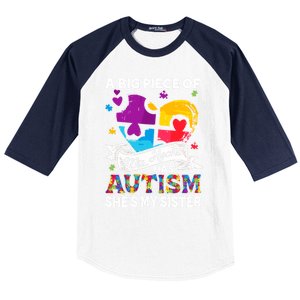 A Piece Of My Heart Has Autism My Sister Great Gift Baseball Sleeve Shirt