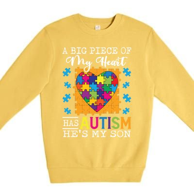 A Piece Of My Heart Has Autism My Son Gift Premium Crewneck Sweatshirt