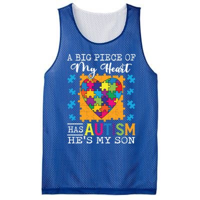 A Piece Of My Heart Has Autism My Son Gift Mesh Reversible Basketball Jersey Tank