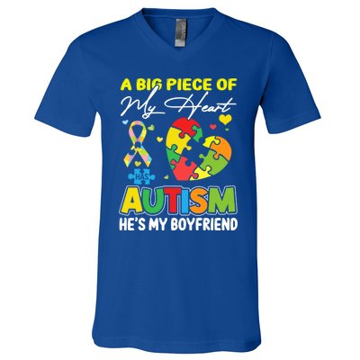 A Piece Of My Heart Has Autism My Friend Great Gift V-Neck T-Shirt