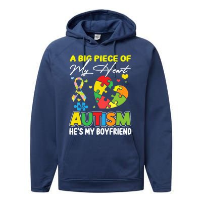 A Piece Of My Heart Has Autism My Friend Great Gift Performance Fleece Hoodie