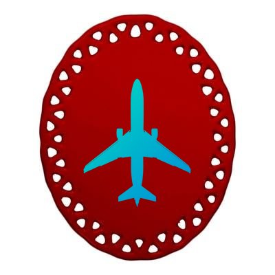 Airline Pilot Off Duty Jet Airplane Gift Ceramic Oval Ornament