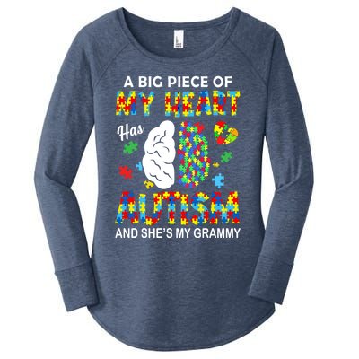 A Piece Of My Heart Has Autism My Grammy Gift Women's Perfect Tri Tunic Long Sleeve Shirt