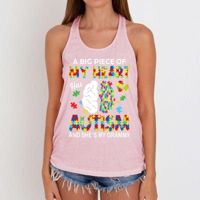 A Piece Of My Heart Has Autism My Grammy Gift Women's Knotted Racerback Tank