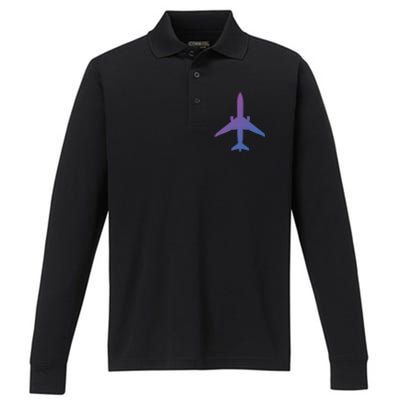 Airline Pilot Off Duty Jet Airplane Gift Performance Long Sleeve Polo