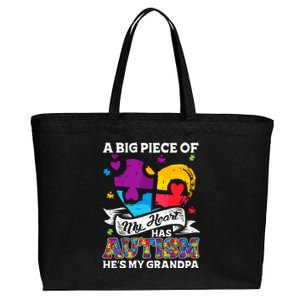 A Piece Of My Heart Has Autism My Grandpa Gift Cotton Canvas Jumbo Tote