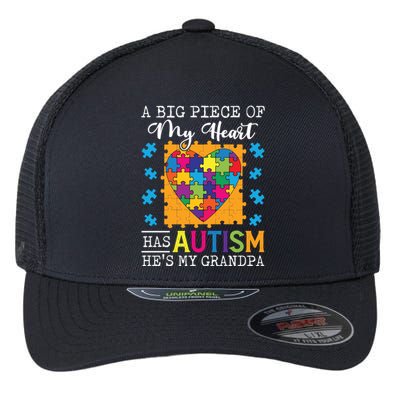 A Piece Of My Heart Has Autism My Grandpa Gift Flexfit Unipanel Trucker Cap