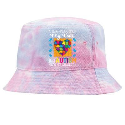 A Piece Of My Heart Has Autism My Grandpa Gift Tie-Dyed Bucket Hat